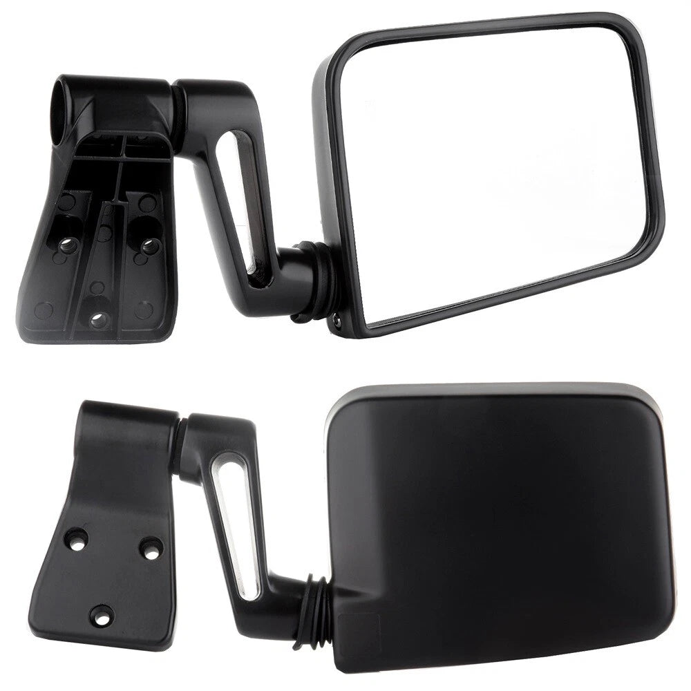 Set of 2 Black Manual Side View Mirrors for Jeep Wrangler (1987–2002)