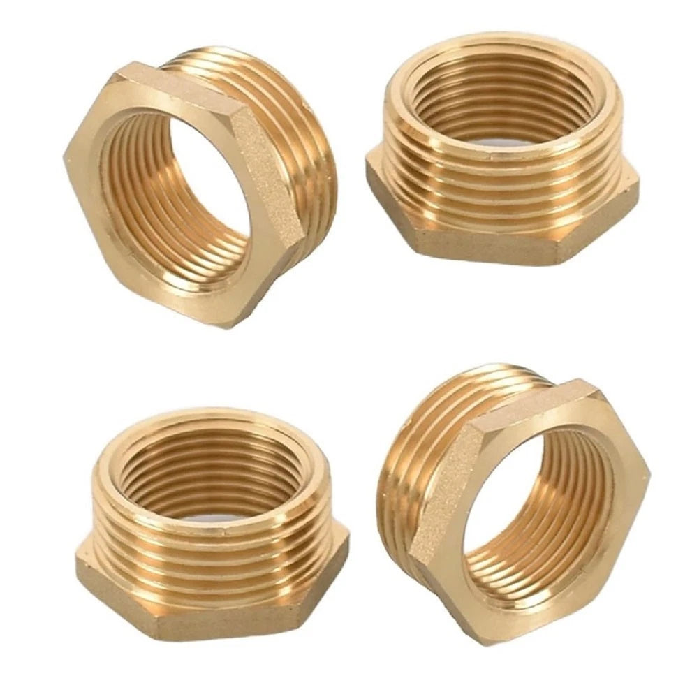 Set of 4 Brass Pipe Reducers 1 to 3/4 Inch Fittings