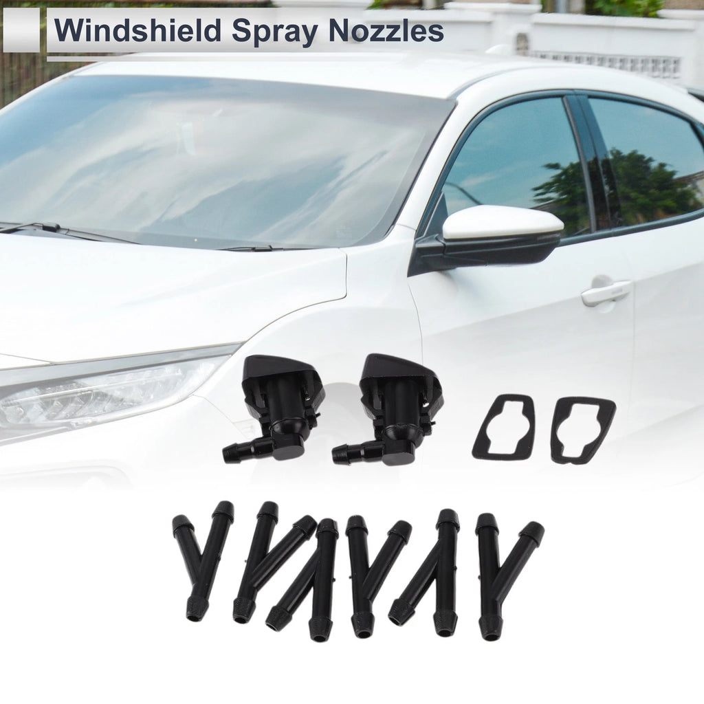 Windshield Washer Nozzle Set of 6 w/ Hose Connector for Ford 
