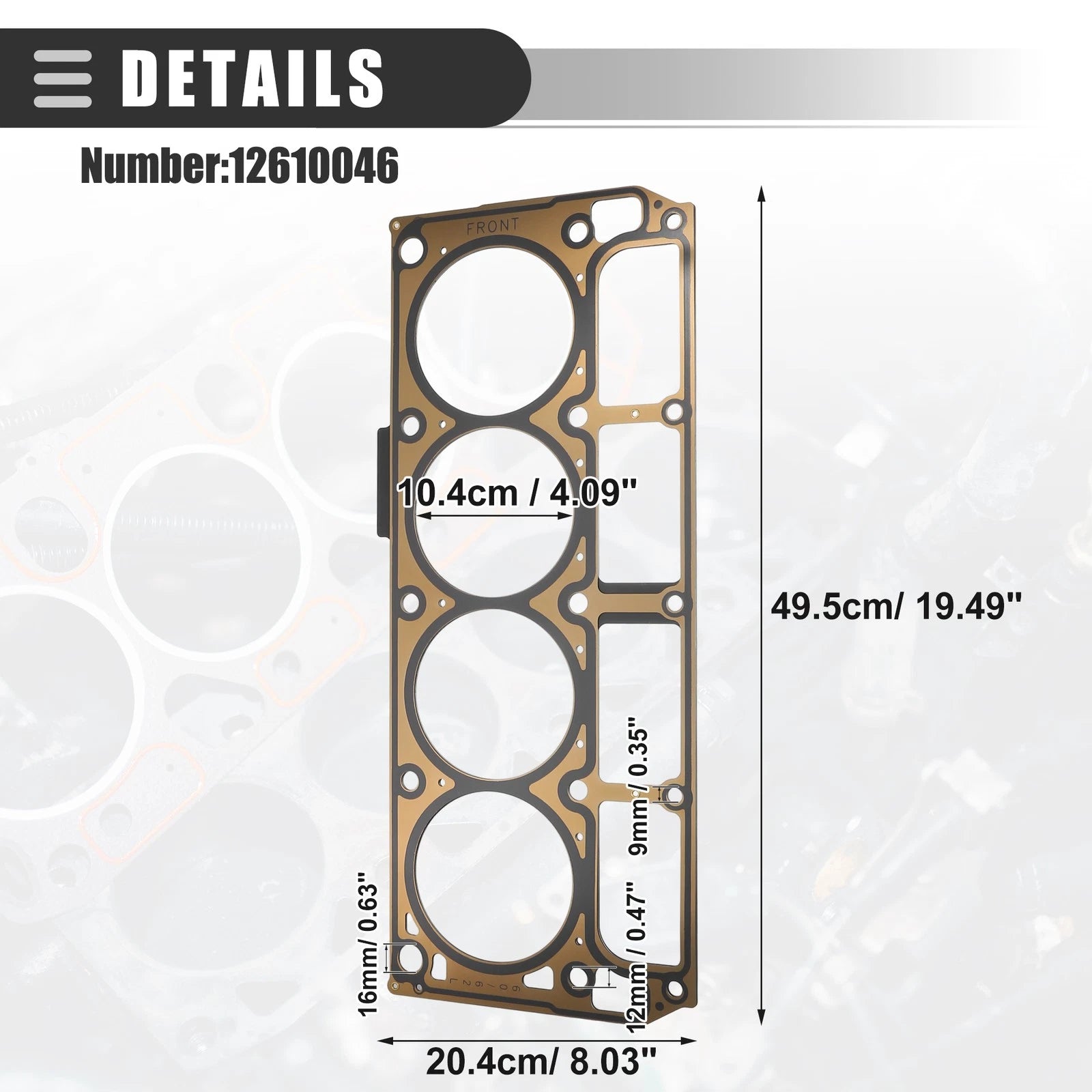 2 Pcs Cylinder Head Gasket for Cadillac Escalade (2007–2014) No. 12610046