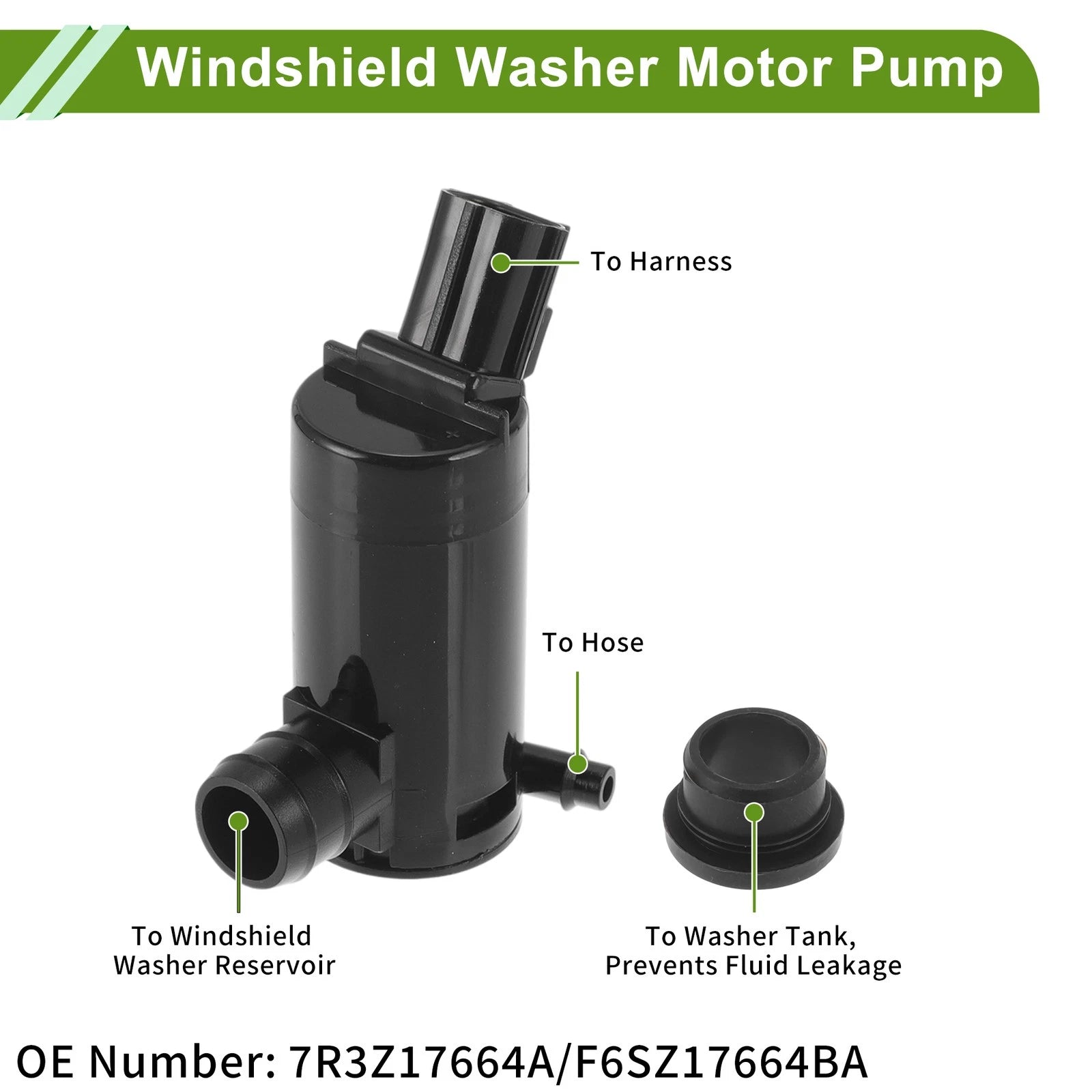 Windshield Washer Pump w/Grommet for Ford Crown (No. 7R3Z17664A)
