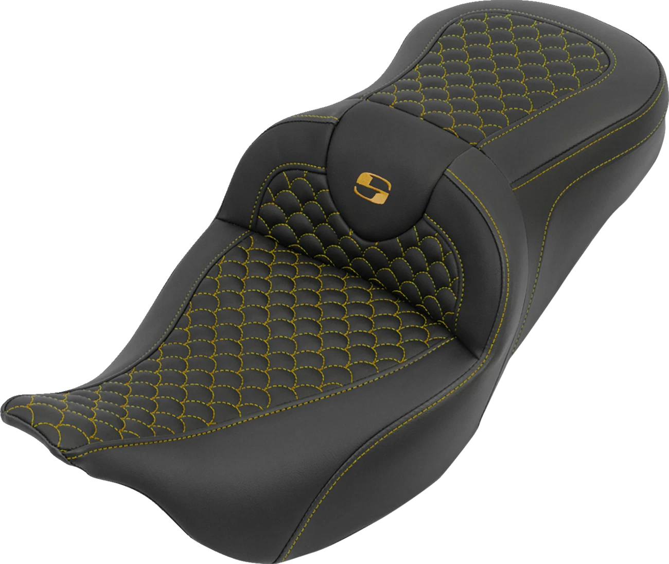 SADDLEMEN Roadsofa Seat for Harley Davidson (2014–2023) - Dragon Stitch, Gold Stitch