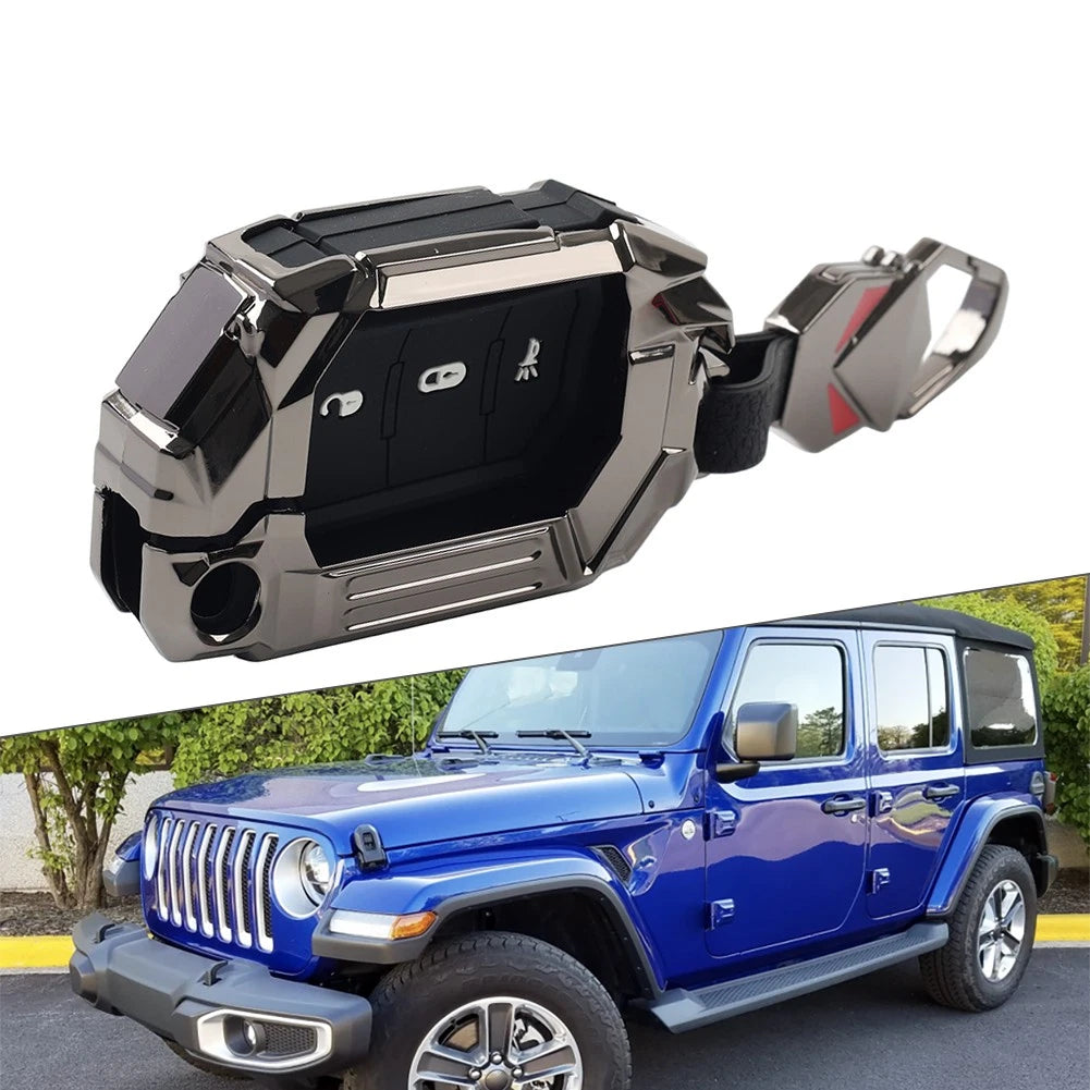Keyless Remote Key Fob Cover for Jeep Wrangler (2018–2024), Gladiator (2020–2024) Black