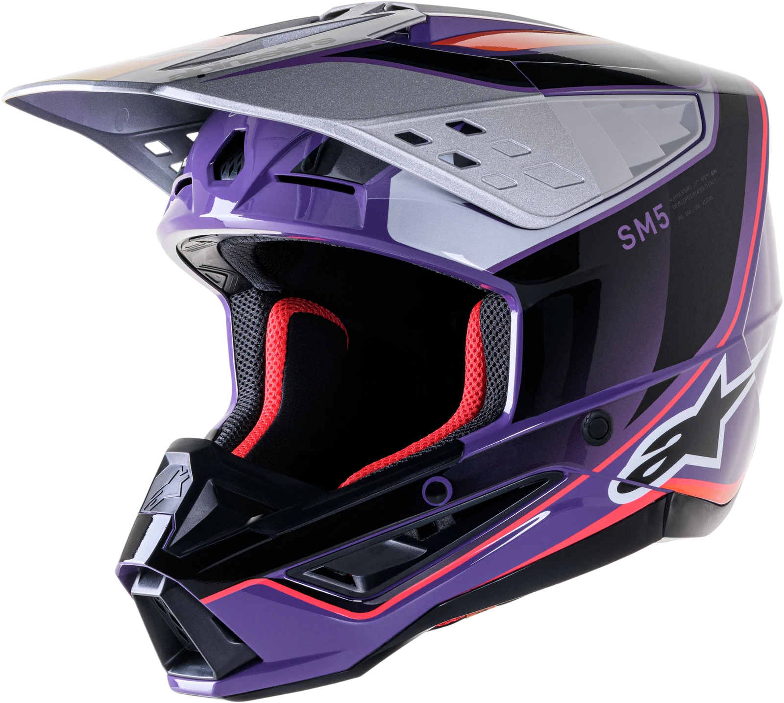 Alpinestars M5 Sail Off-Road Helmet for Off-Road (Small, Violet/Black/Silver) 8306823-3919-S
