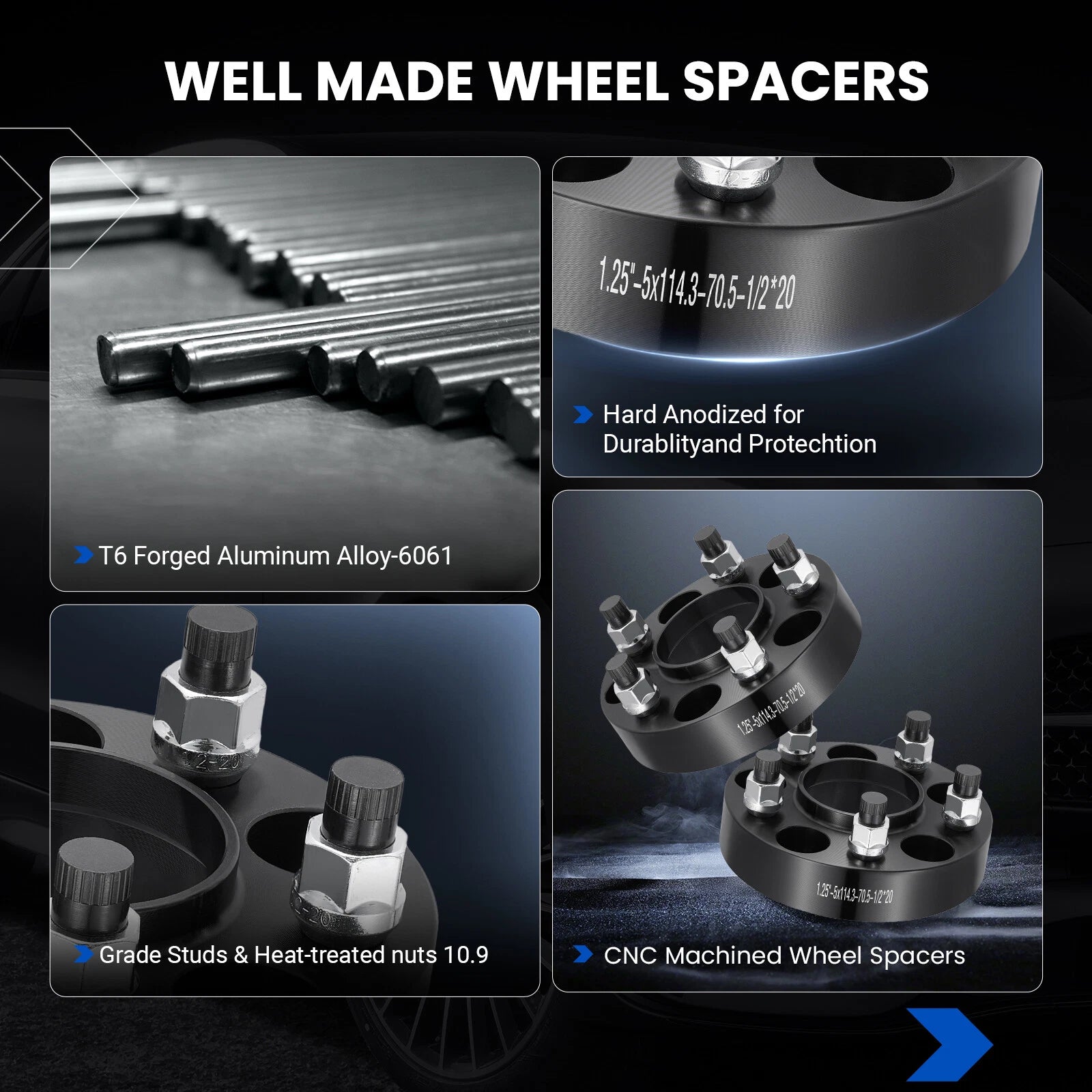 Set of 4 Hubcentric Wheel Spacers 1.25" for Ford Mustang Explorer Ranger
