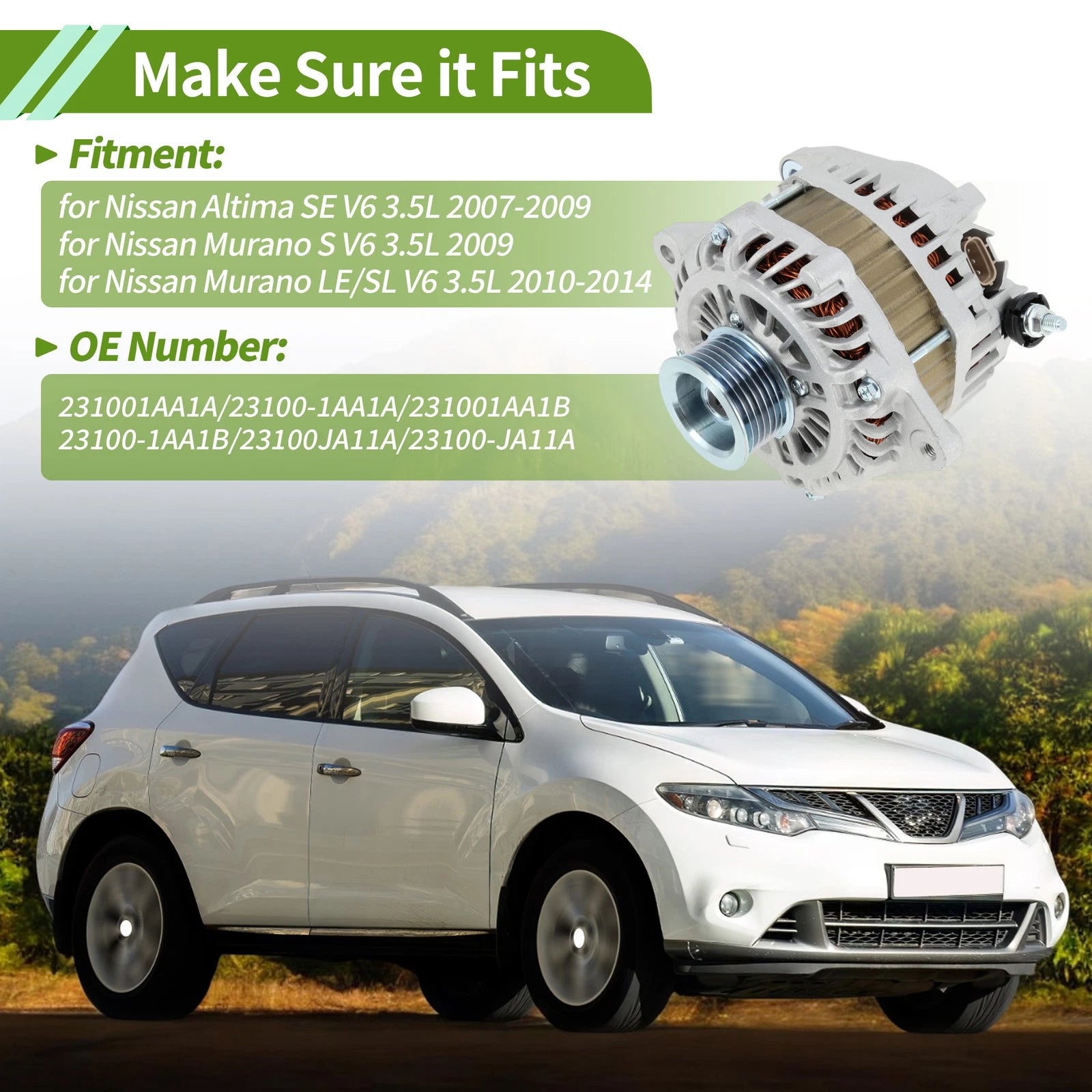 High Output Alternator 130A 12V for Nissan Altima (2002–2006) No. 231001AA1A