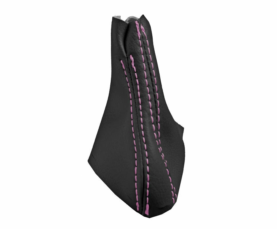 Leather Automatic Shift Boot Cover for Volvo XC90 (2003–2014) Black Pink Stitch