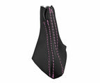Leather Automatic Shift Boot Cover for Volvo XC90 (2003–2014) Black Pink Stitch