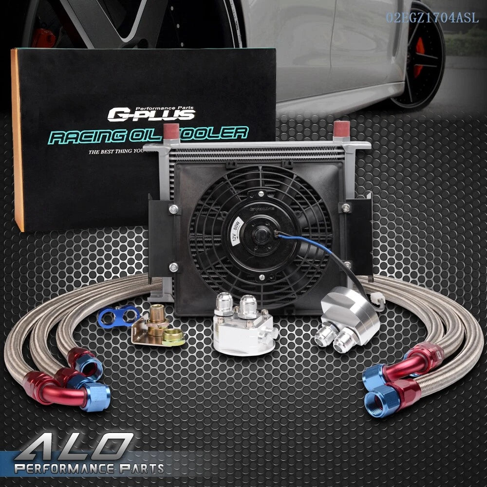 30 Row AN10 Aluminum Engine Oil Cooler for Universal Fit
