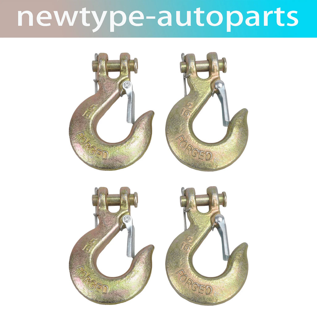 Set of 4 Clevis Slip Hooks 5/16" Heavy Duty Forged Steel with Safety Latch