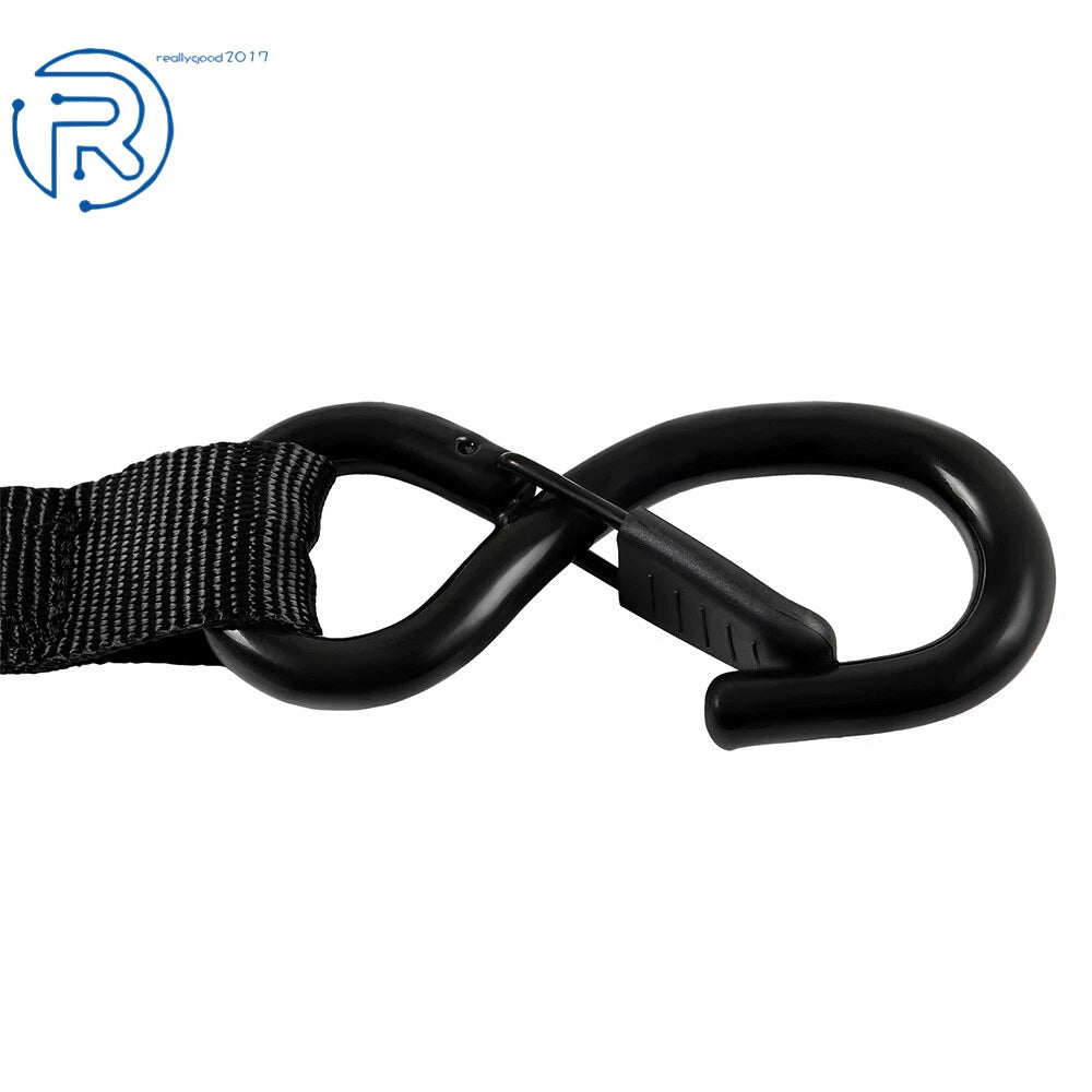 Set of 4 Black Ratchet Straps 2200 LB with Safety Lock S Hooks 15 FT