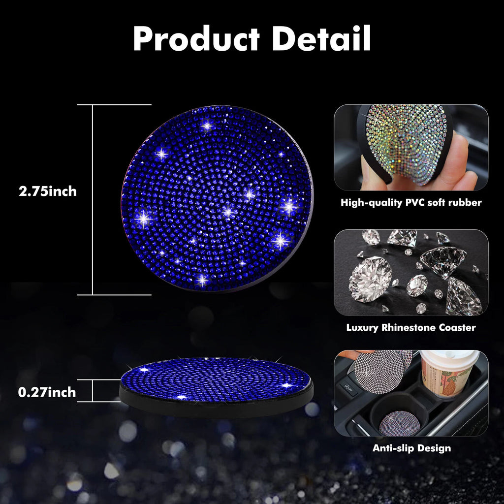 Bling Blue Cup Coasters for Shift Knob Cover Interior Accessories (2024-2024)