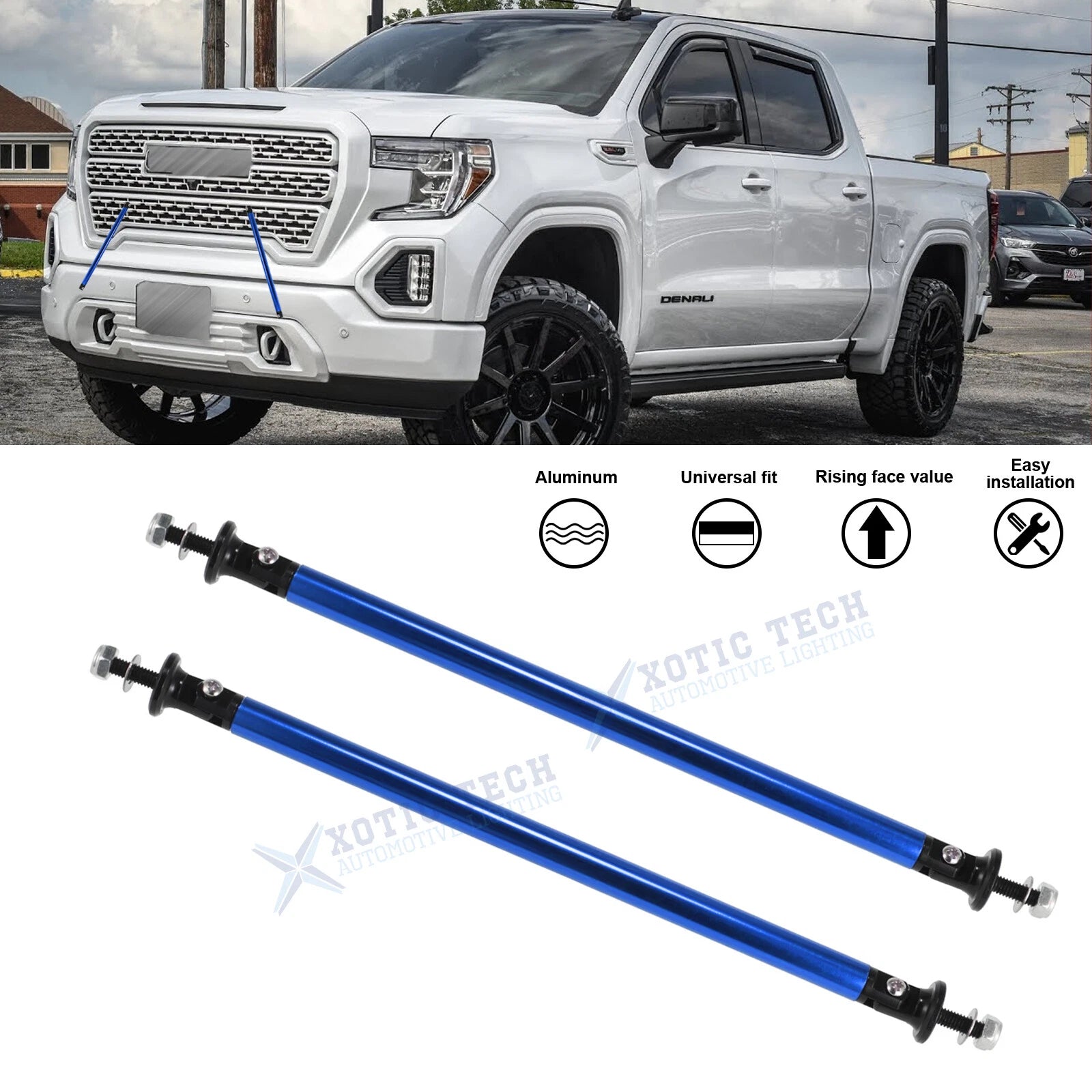 Drift Style Bumper Splitter Diffuser Rod Strut Bar for GMC Sierra Yukon (2019–2024)