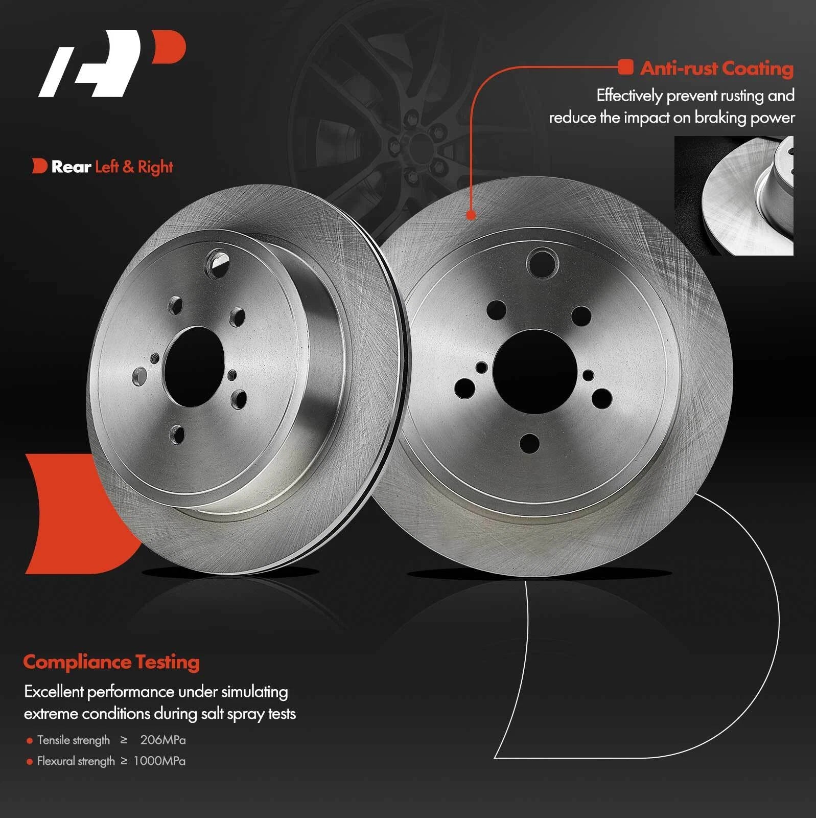 Rear Disc Brake Rotors for Scion FR-S Subaru BRZ Toyota Legacy Outback (2013–2016)