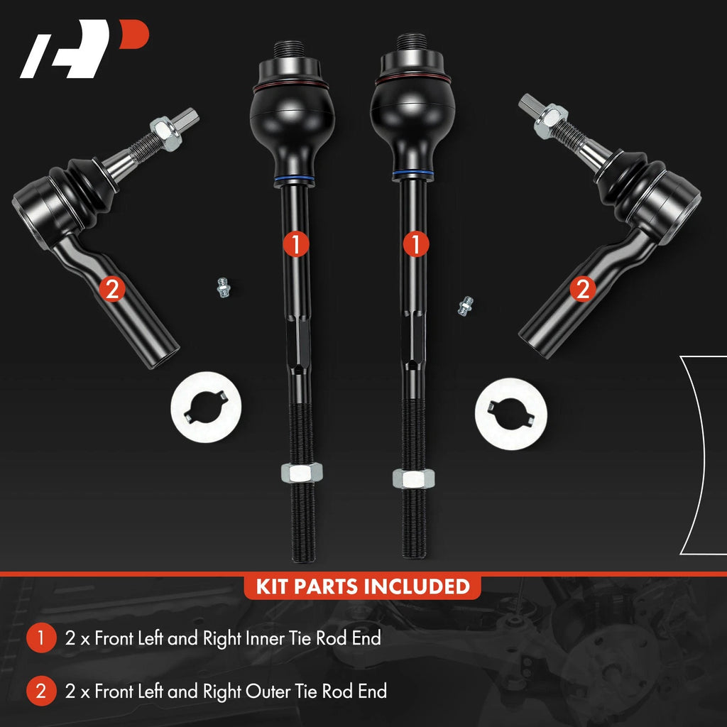 Set of 4 Tie Rod Ends for Chevy Silverado 2500 HD (2001–2007)