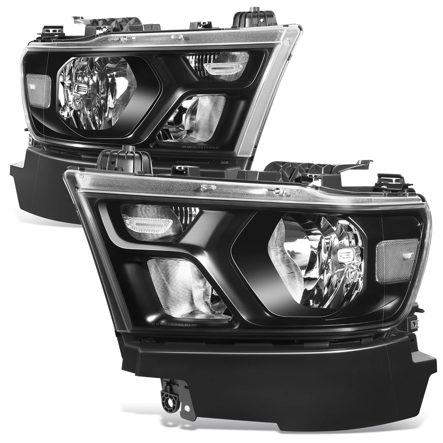 Headlight Assembly for Ram 1500 (2019–2024) Black Housing Clear Reflector