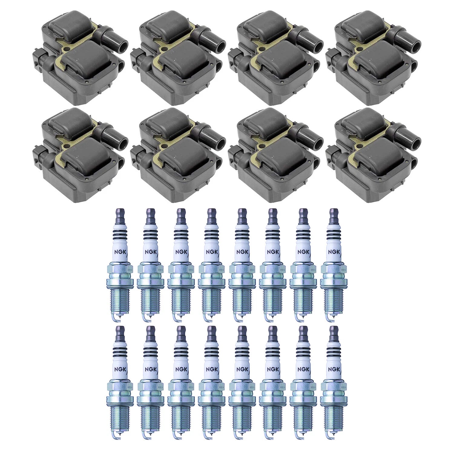 Set of 8 Ignition Coils & 16 NGK Iridium IX Spark Plugs for W202 C215 C208 V8