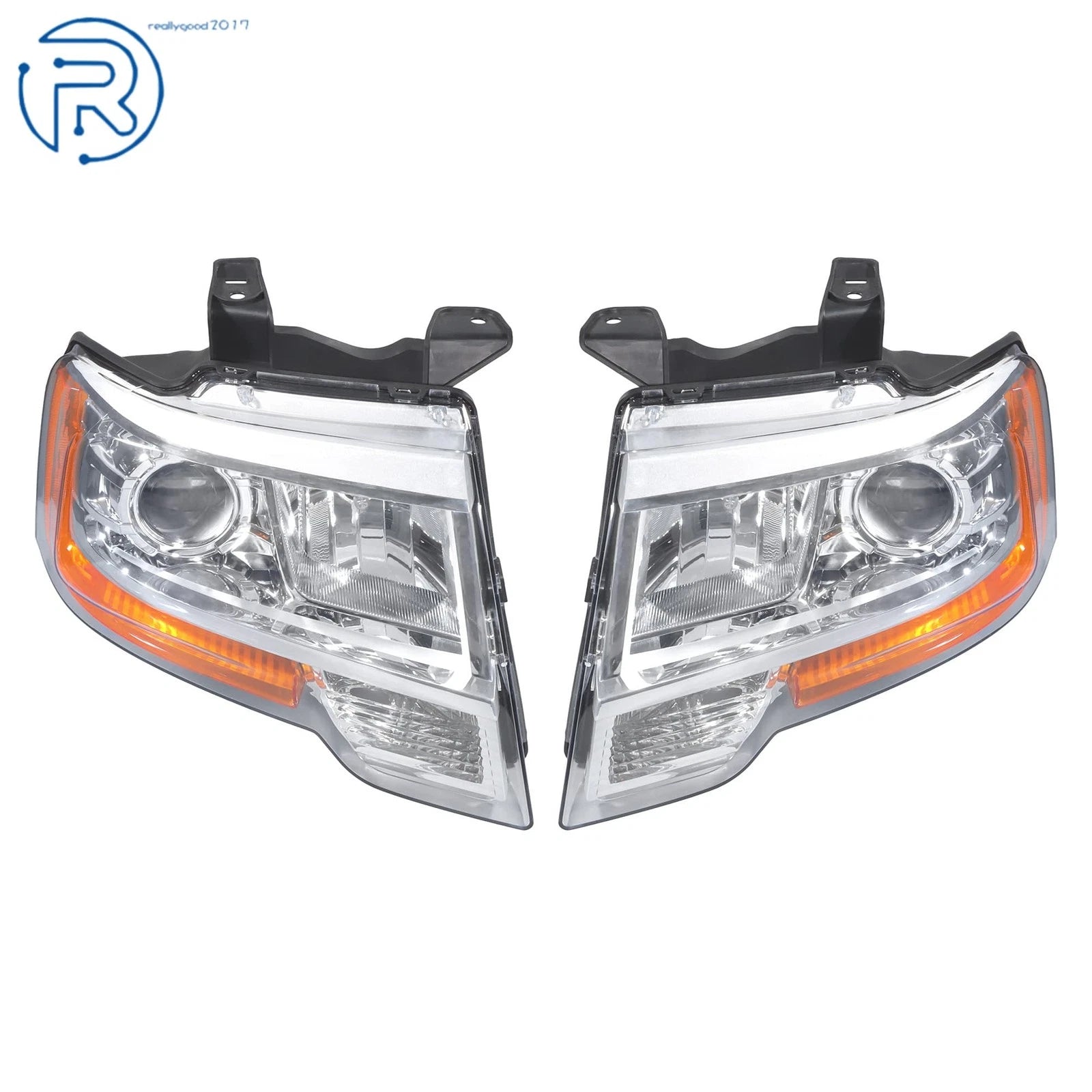 Set of 2 Projector Halogen Headlights for Ford Expedition (2015-2017)