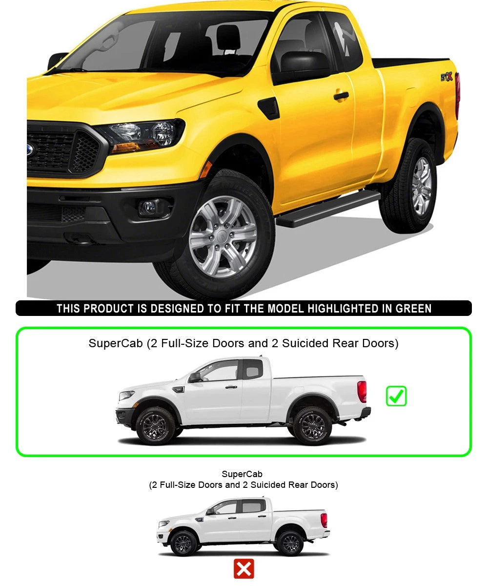 iBoard Stainless Steel Running Boards for Ford Ranger Super Cab (2019-2023)