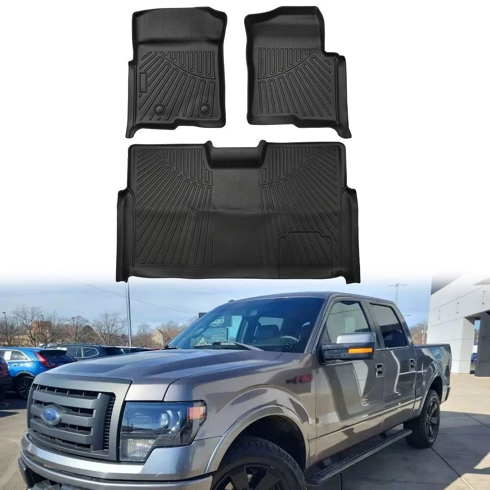 Set of 4 TPE Floor Mats Liners for Ford F-150 Super Crew Cab (2010–2014)