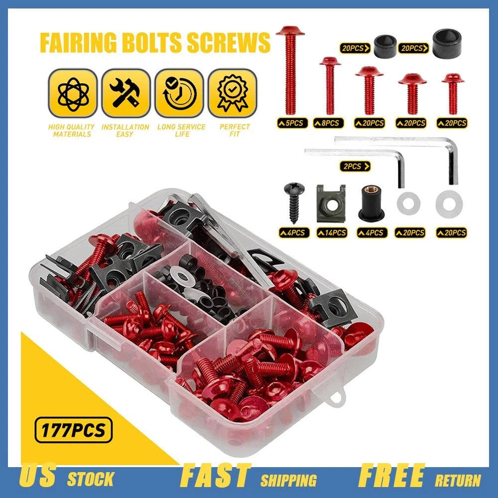 177PCS Fairing Bolts Kit for Motorcycle (Universal)