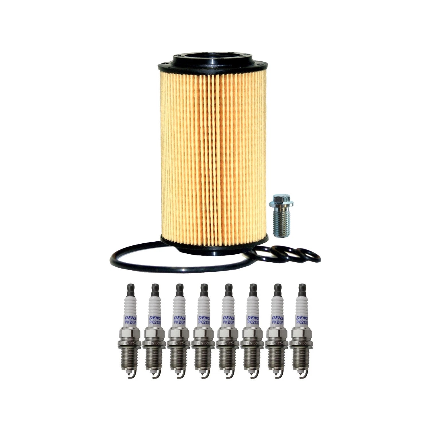 Wix Engine Oil Filter & Denso 8 Spark Plugs for Mercedes C215 CL55 AMG (2003)