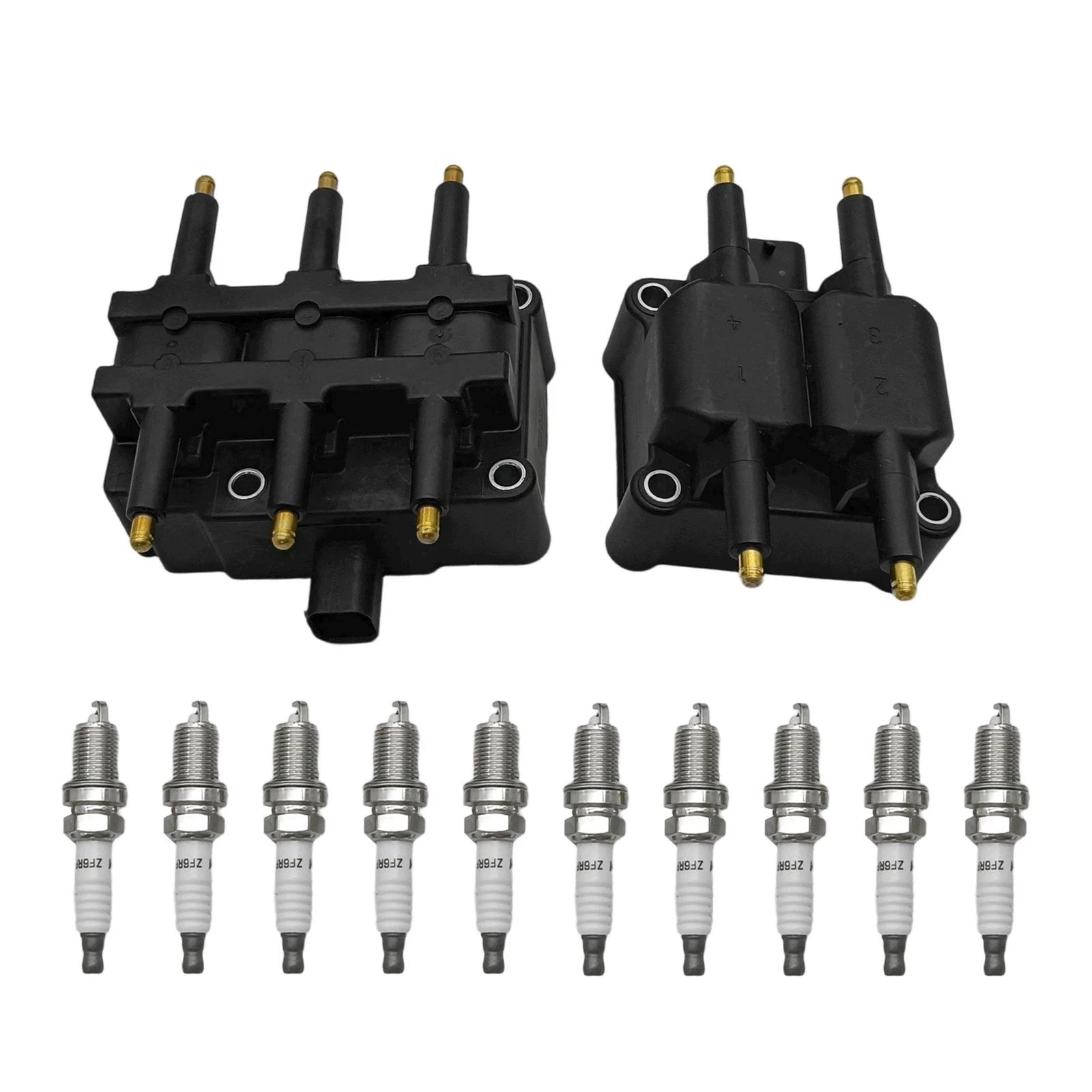 Set of 2 Ignition Coils & 10 Iridium Spark Plugs for Dodge Ram 2500 3500 (1994–1996)