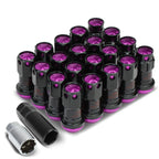 Set of 16 Aluminum Purple Rim Lock Nuts + Adapter M12x1.5 for Automotive
