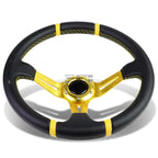 3.5" Deep Dish Gold Stripe Leather Steering Wheel Universal Fit