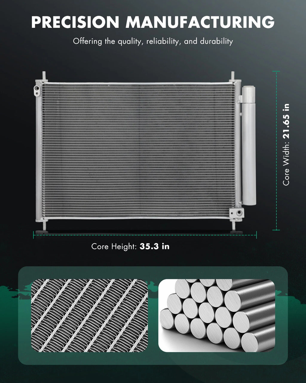 Aluminum AC Condenser for Honda Accord (2014–2017) 4250, Receiver Drier
