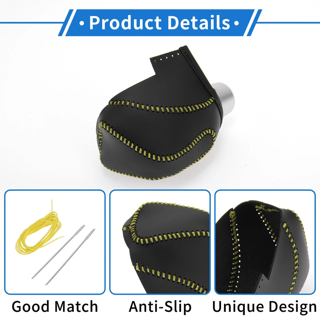 Gear Shift Knob Cover for Subaru Impreza (2017–2023) Black Yellow Faux Leather