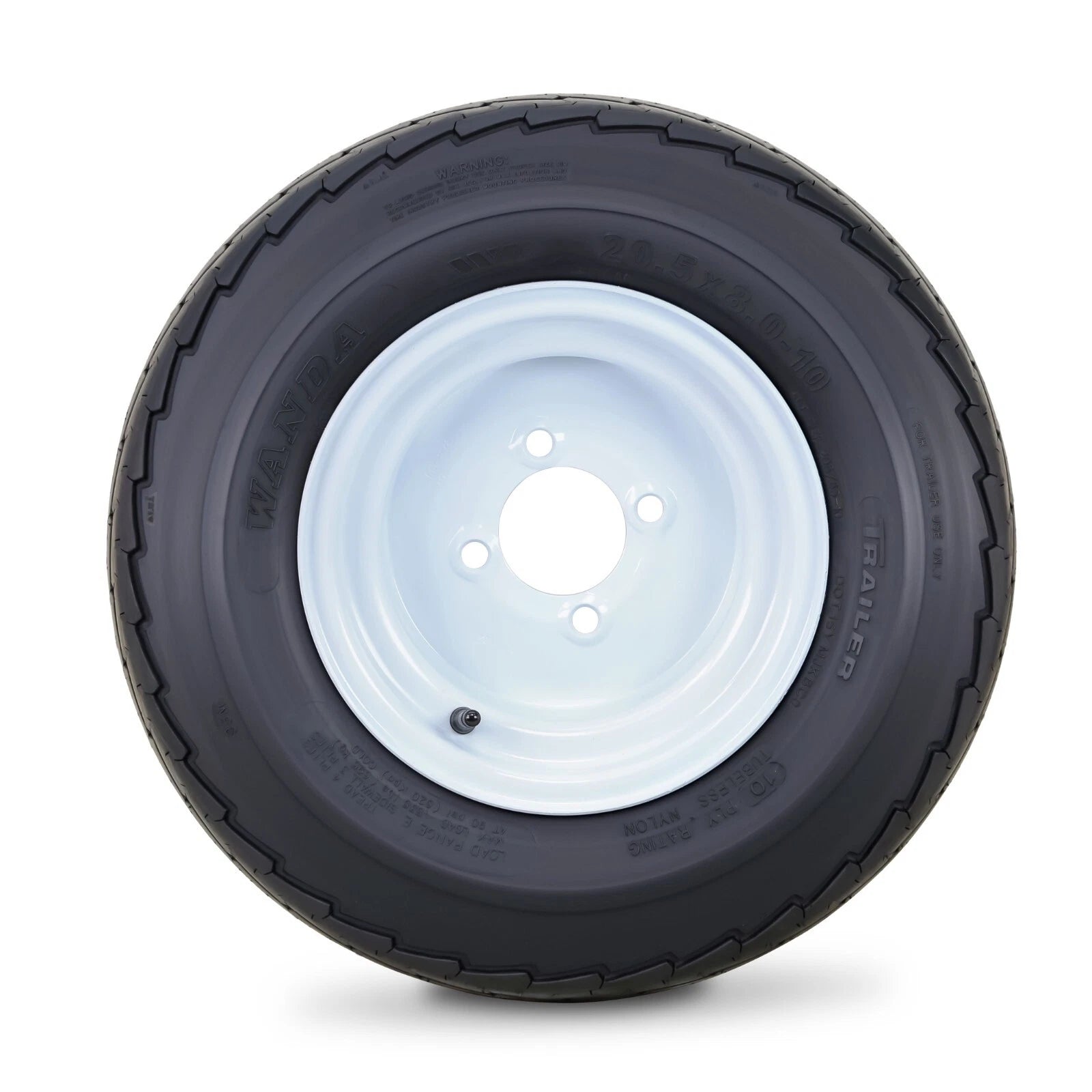 WANDA 20.5x8-10 Trailer Tire Wheel Assembly 10-Ply 4 Lugs 4" PCD White Rim