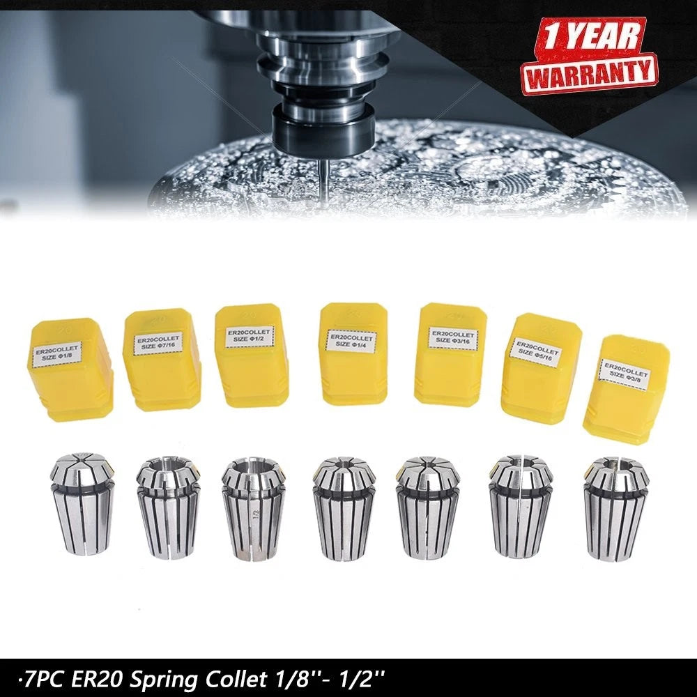 7Pcs Spring Collet Set for CNC Milling Lathe Engraving Machine
