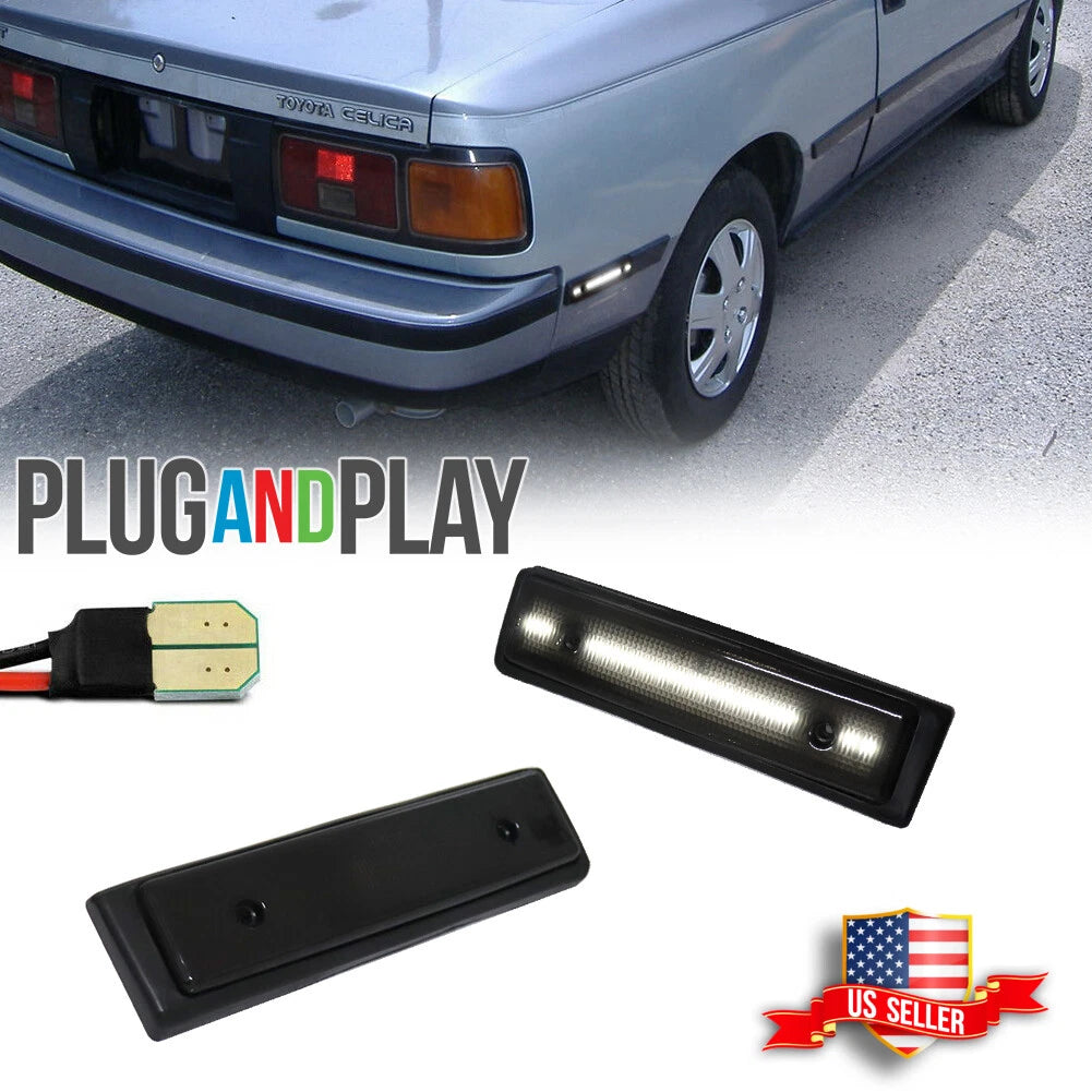 2X Smoked White LED Rear Bumper Side Marker Lights for Toyota Celica (1986–1989)