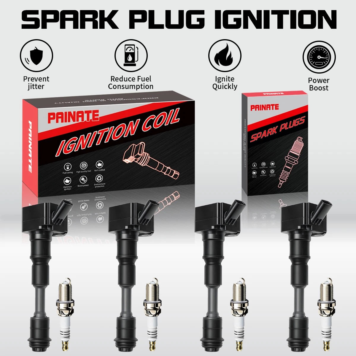 4X Ignition Coil & Iridium Spark Plug for Volvo S60 V60 V90 XC60 XC90 (2011–2023) UF756