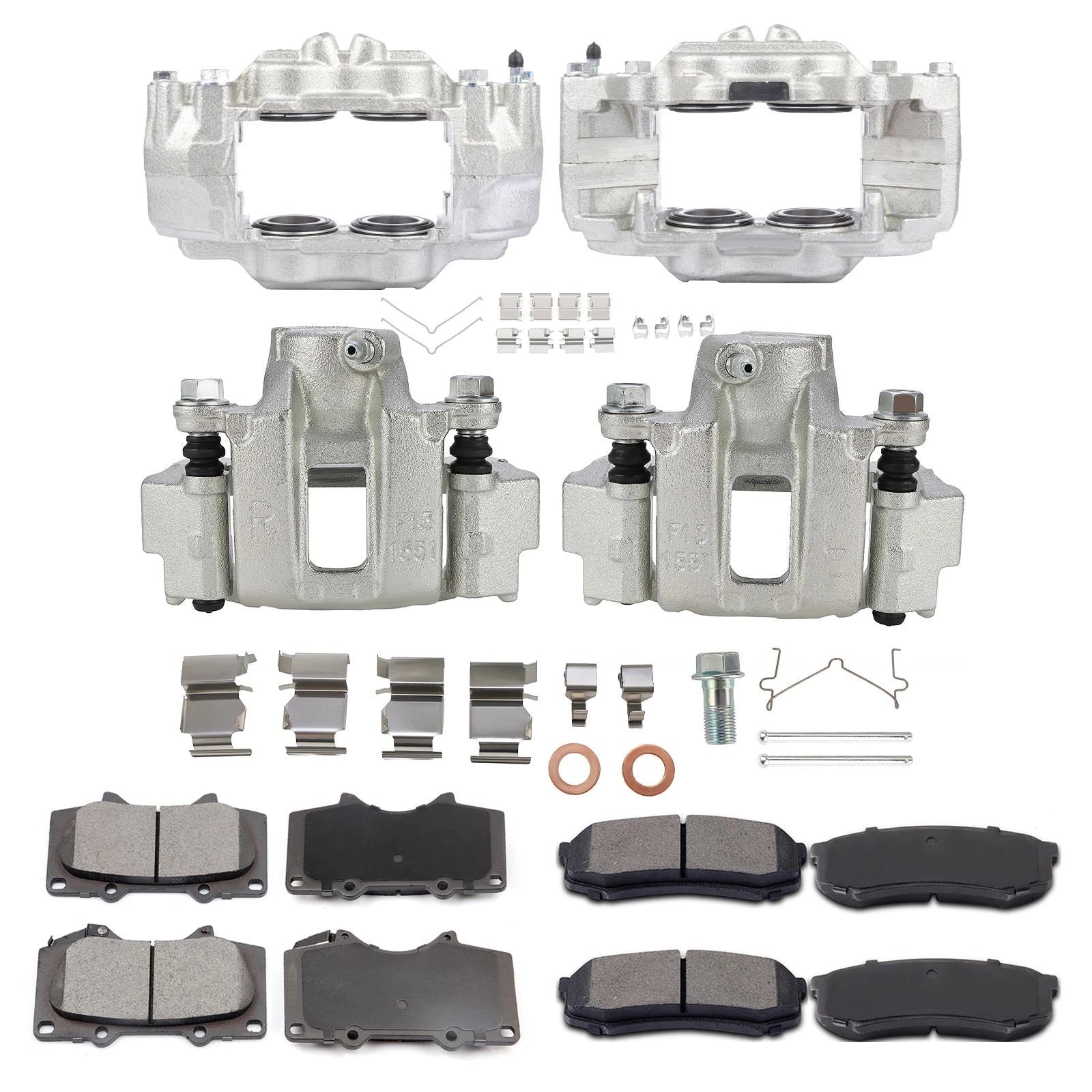 Front & Rear Brake Calipers for Toyota FJ Cruiser (2007–2014) w/ Ceramic Pads