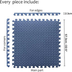 Set of 12 Blue EVA Foam Interlocking Exercise Mats for Gym Fitness Yoga