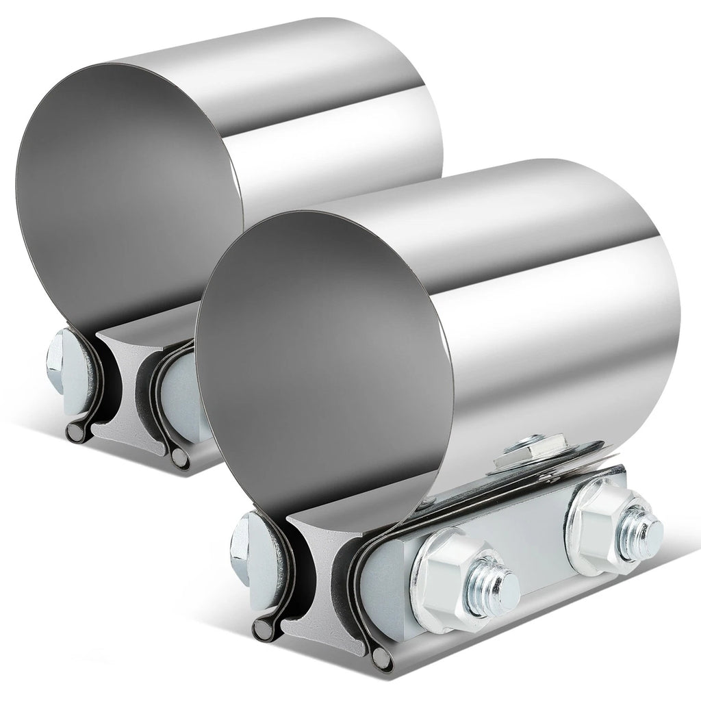 2X 2" OD Butt Joint Band Exhaust Clamp for Universal Muffler Pipe (304 Stainless)