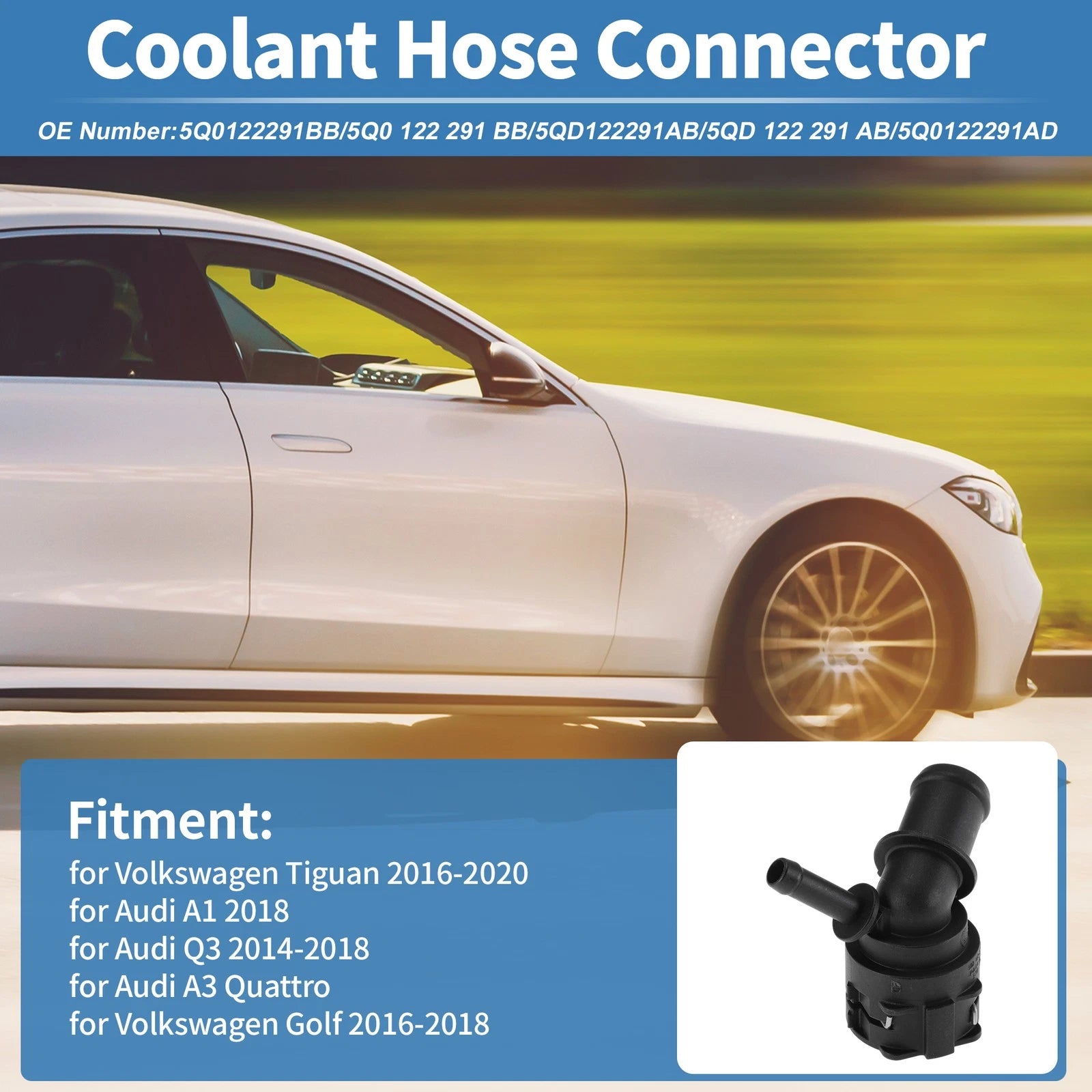 Engine Coolant Hose Connector for Volkswagen Tiguan (2016–2020) 5Q0122291BB