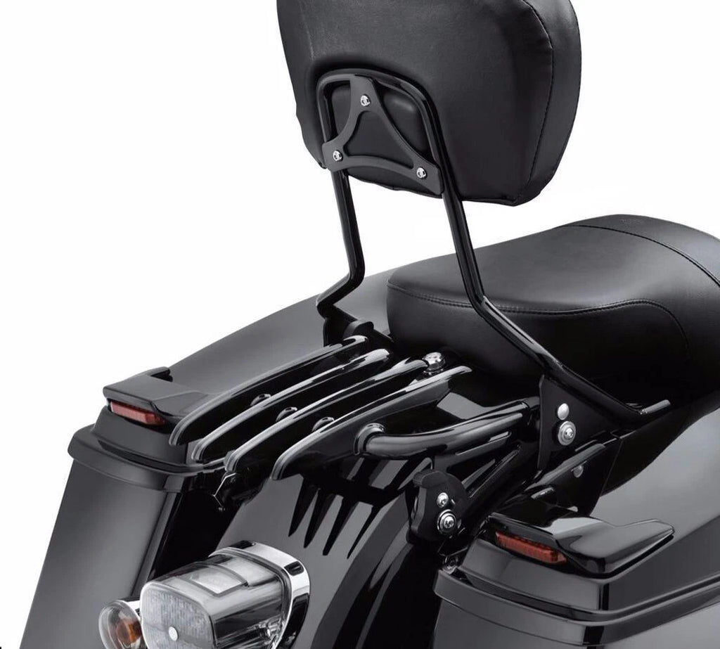 Black Backrest Sissy Bar with Stealth Rack for Harley Touring Street Glide (2009–2026)