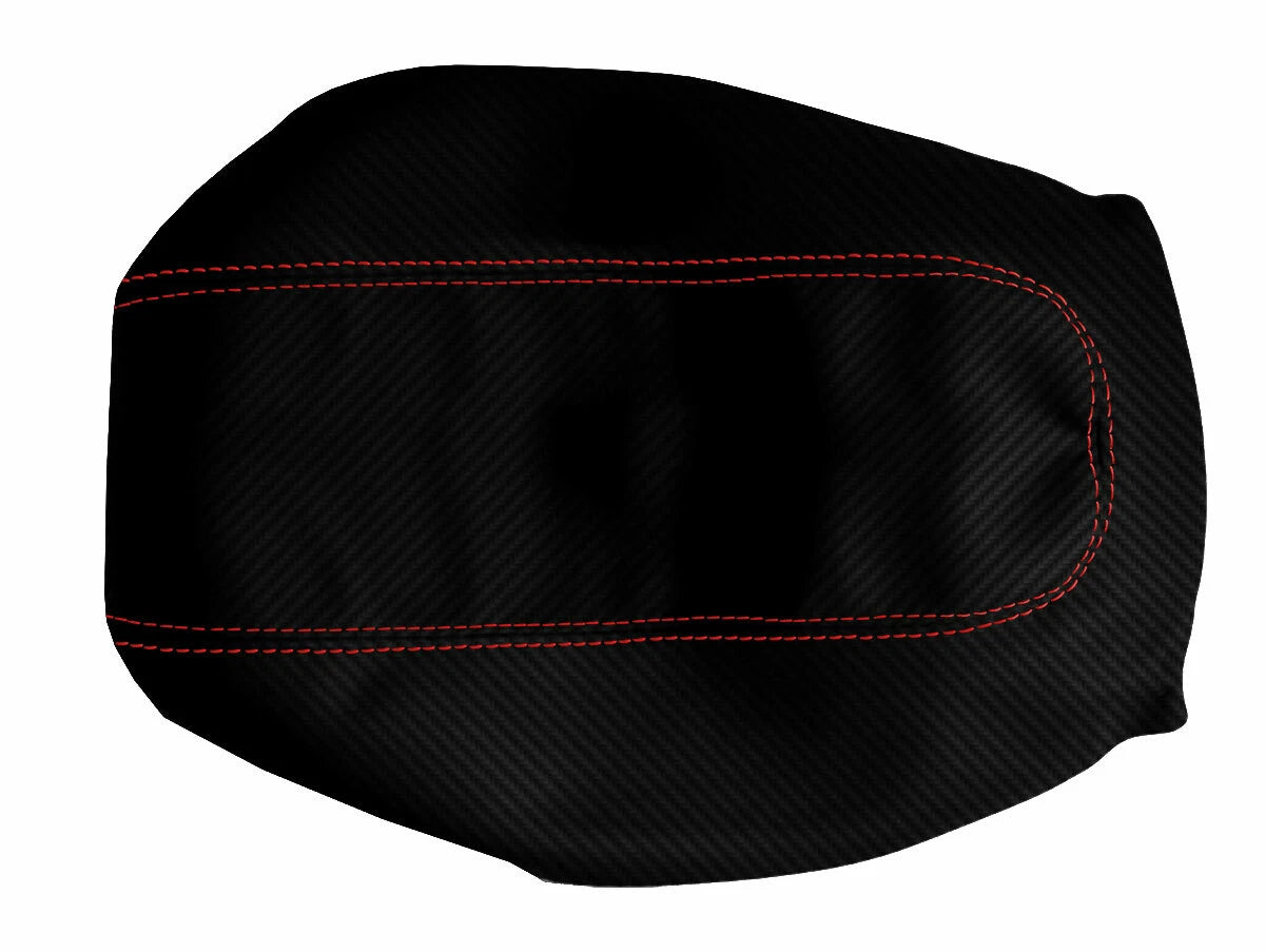 Carbon Fiber Console Lid Cover for Dodge Intrepid (1998–2004) Black Red Stitch