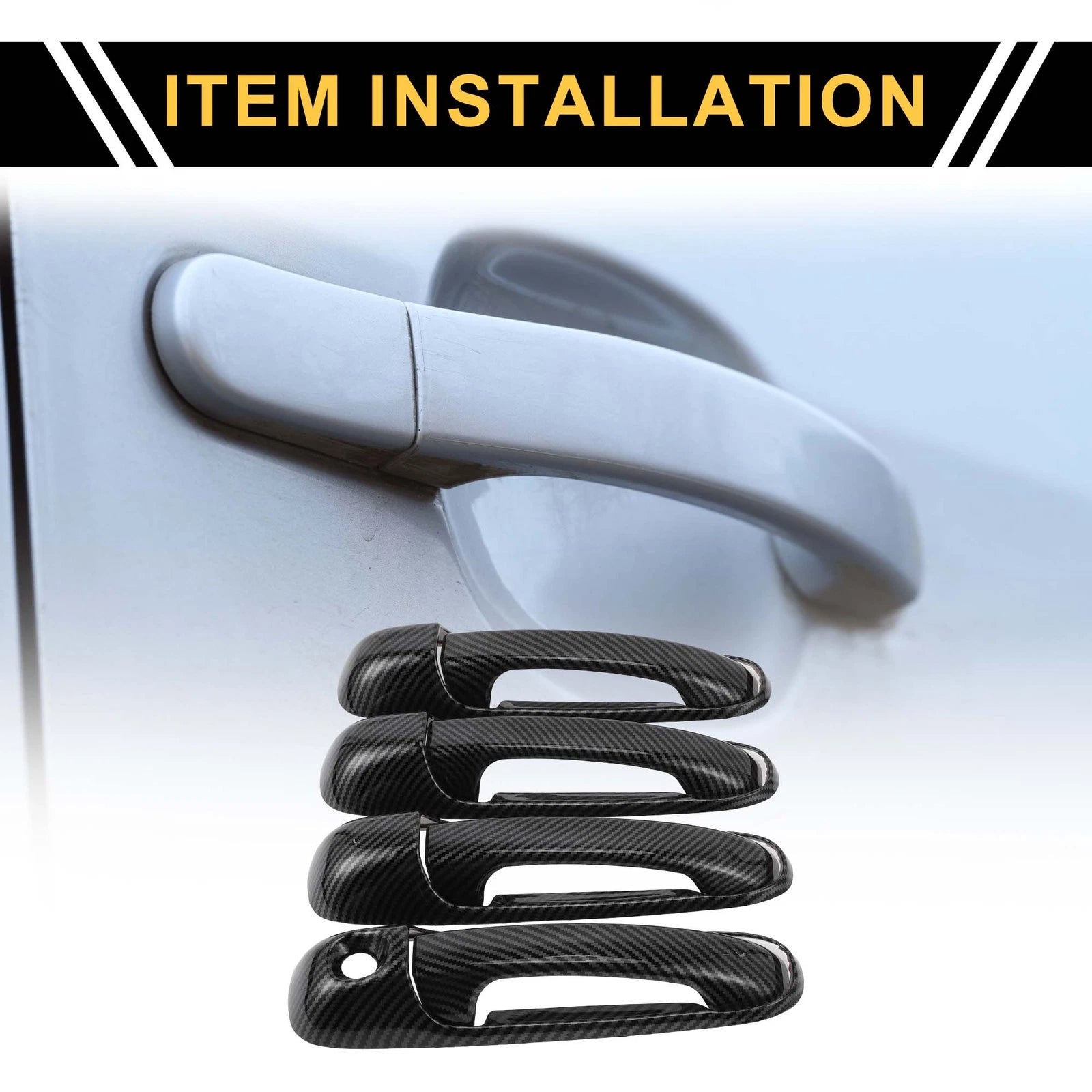 Set of 4 Exterior Door Handle Covers for Dodge Ram 1500  Carbon Fiber