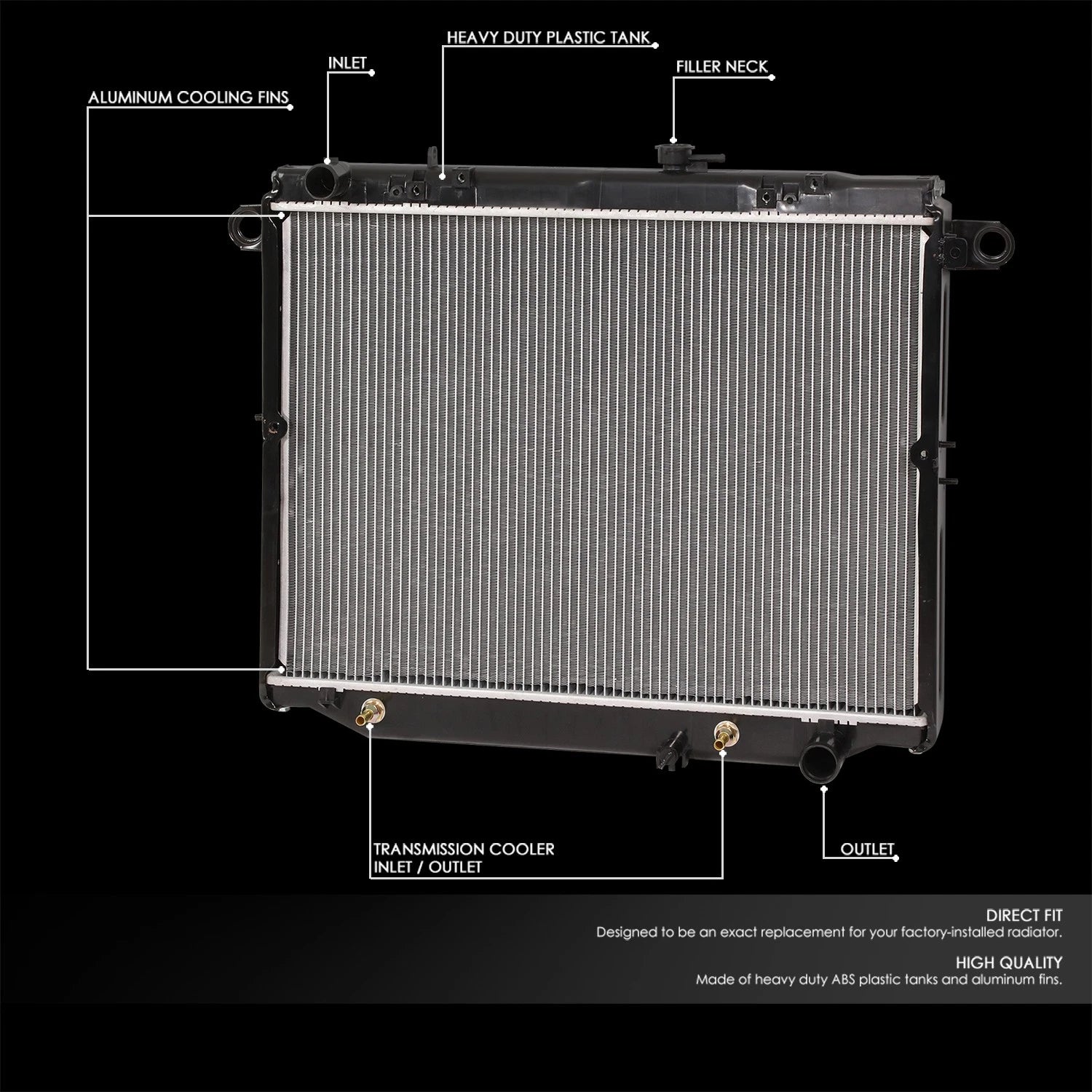 2-Row Aluminum Radiator for Toyota Land Cruiser 1998–2007 - 2282