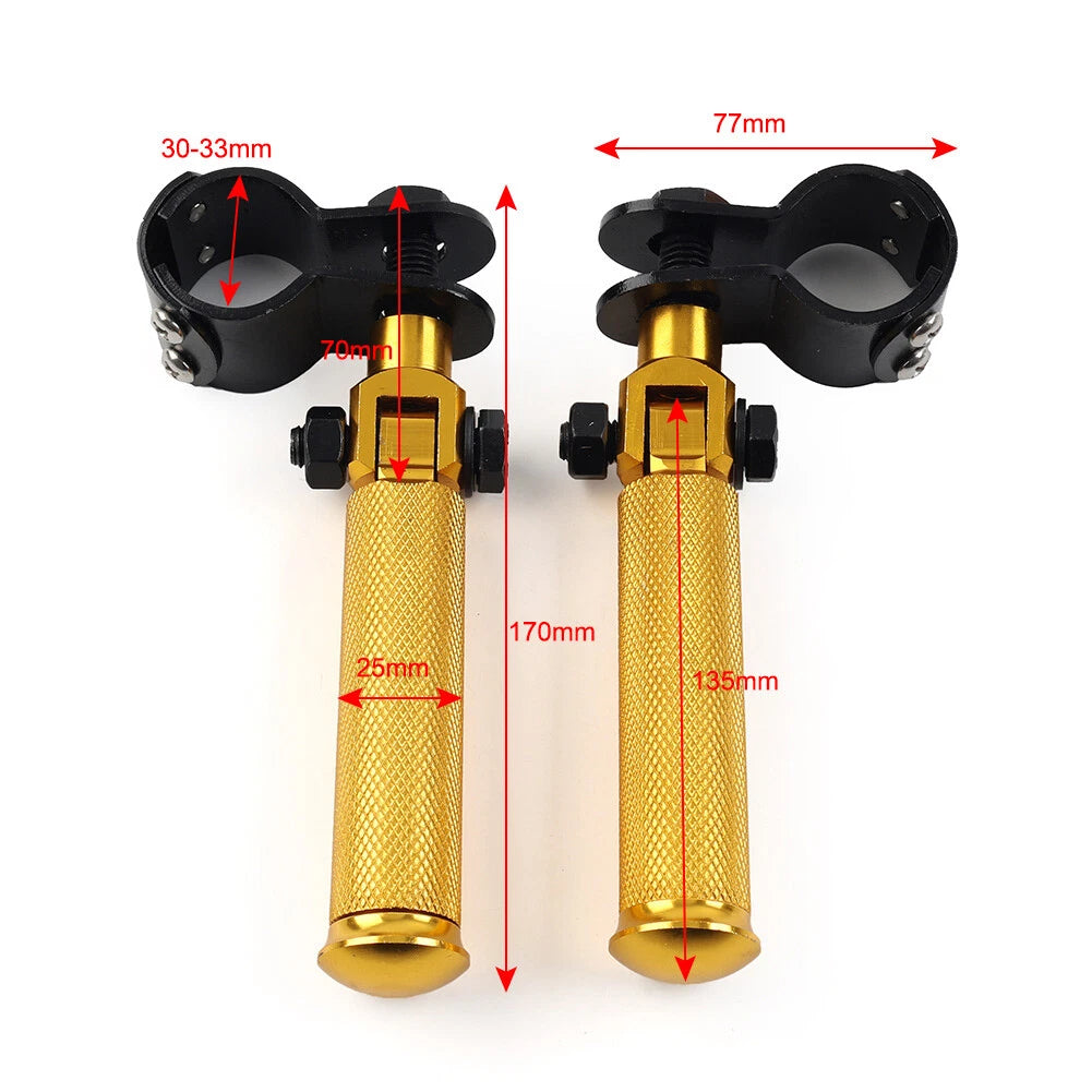 CNC Foot Pegs for Universal Motorcycle (30-33mm) - Folding Gold