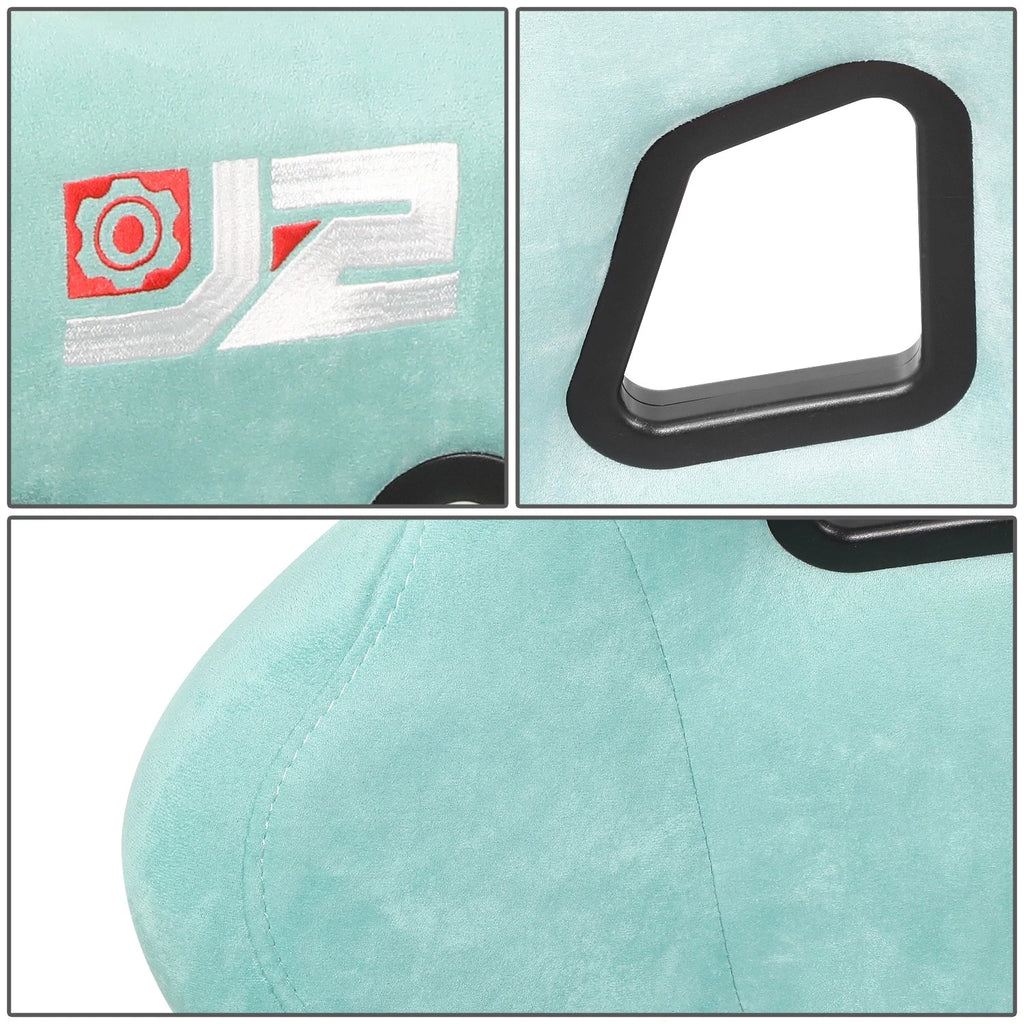 J2 Pair Lake Blue Suede Racing Seats for Universal Fit (Fixed Position)