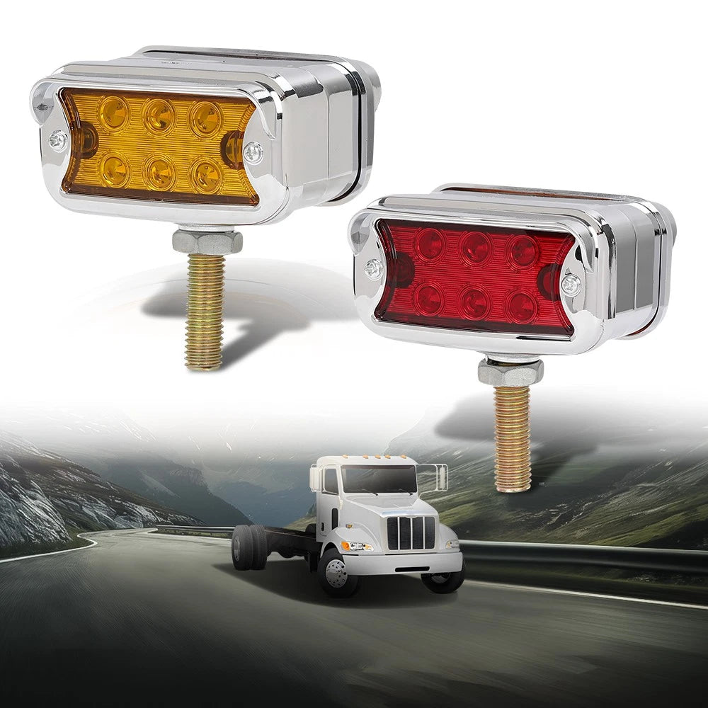 2X Dual Face Amber Red 12 LED Turn Signal Marker Lights for Truck