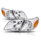 Chrome Housing Amber Corner Signal Headlight Lamps Pair for Chevy Venture (1997–2005)