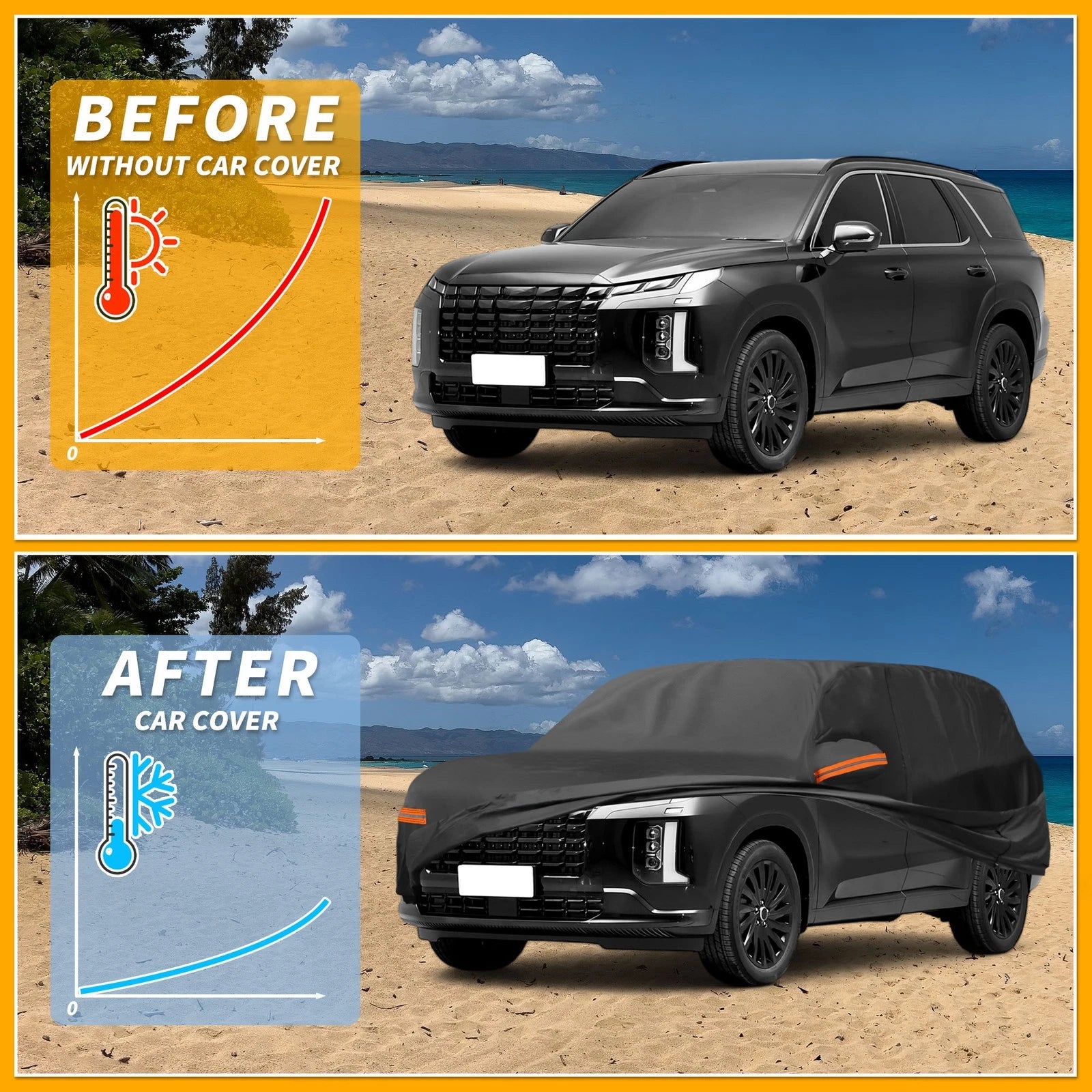 Waterproof Car Cover for Hyundai Palisade (2019–2023) 190T-PU with Zipper