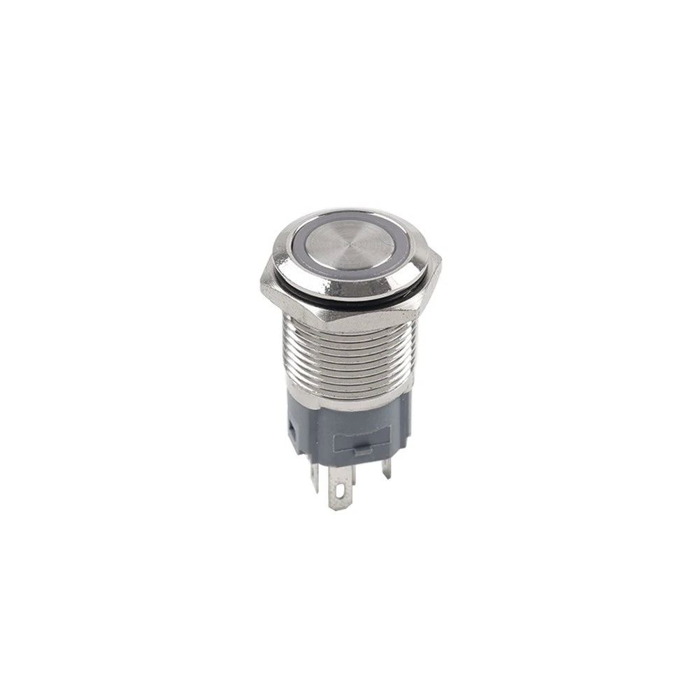 Momentary Push Button Switch 1NC/NO DC12-24V Red Ring LED 16mm