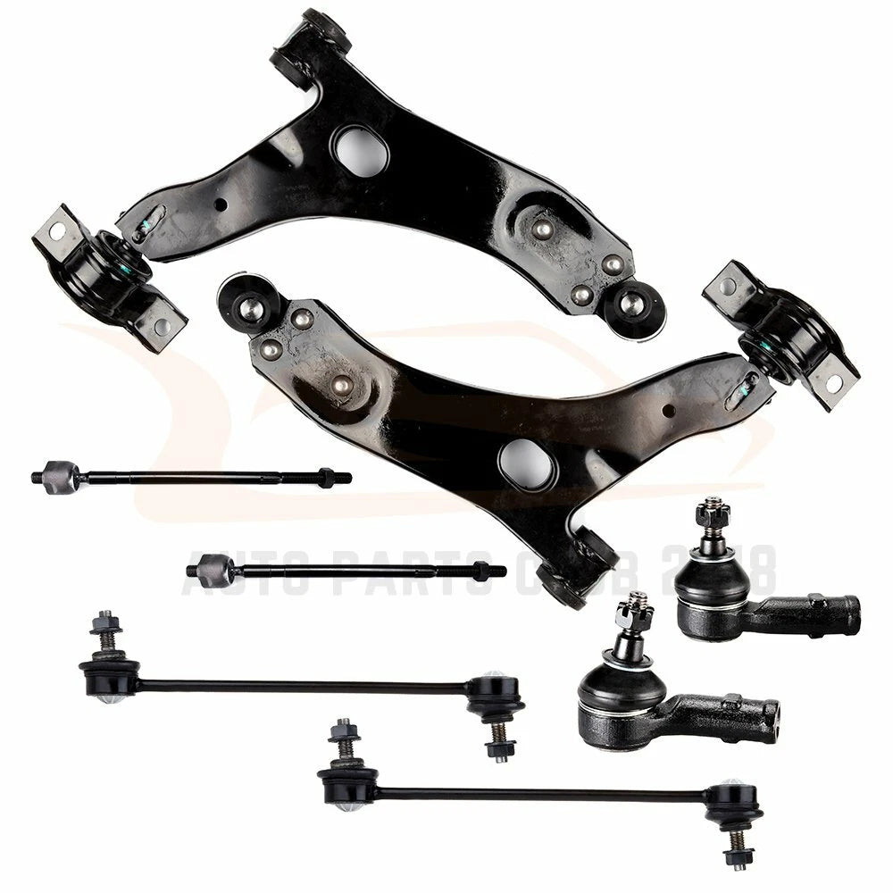 Set of 8 Front Lower Control Arms Tie Rods Suspension Kit for Ford Focus (2008)